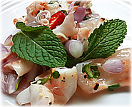  สูตรอาหารไทย : ยำตะไคร้ปลาหมึกย่าง