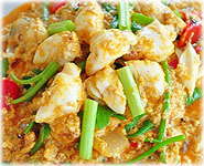 สูตรอาหารไทย : เนื้อปูผัดผงกะหรี่