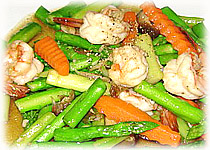 สูตรอาหารไทย : กุ้งผัดหน่อไม้ฝรั่ง