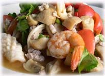 thai food : seafood salad with mushroom