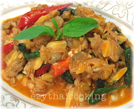  สูตรอาหารไทย : หอยลายผัดน้ำพริกเผา