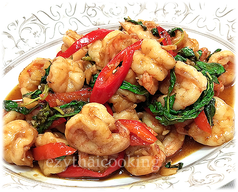  สูตรอาหารไทย : ผัดกะเพรากุ้ง