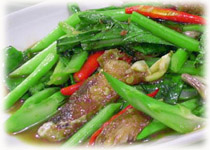 Thai Recipes : Stir Fried Chinese Kale with Salted Fish