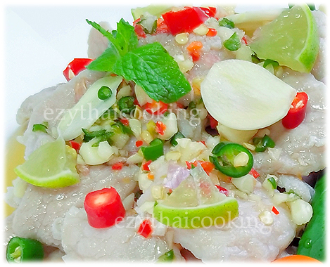  Thai Food Recipe | Boiled Pork with Lime, Garlic and Chili Sauce