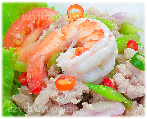  Thai Food Recipe | Thai Chinese Kale with Prawn Salad