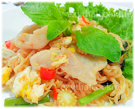  สูตรอาหารไทย : มาม่าผัดขี้เมาหมู