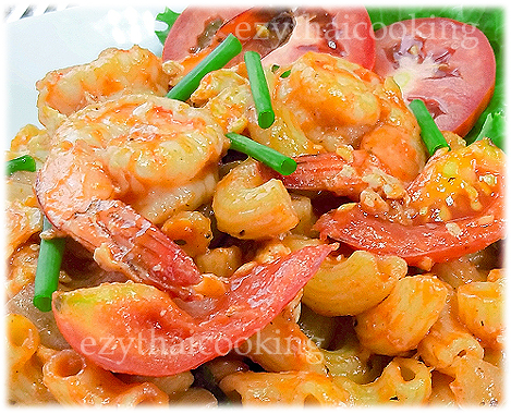  Thai Food Recipe |  Stir Fried Maccaroni with Shrimp