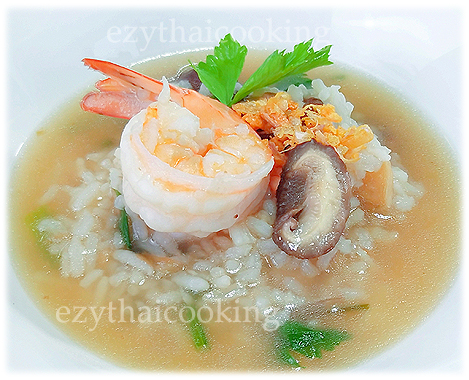  Thai Food Recipe |  Thai Rice Soup With Shrimp